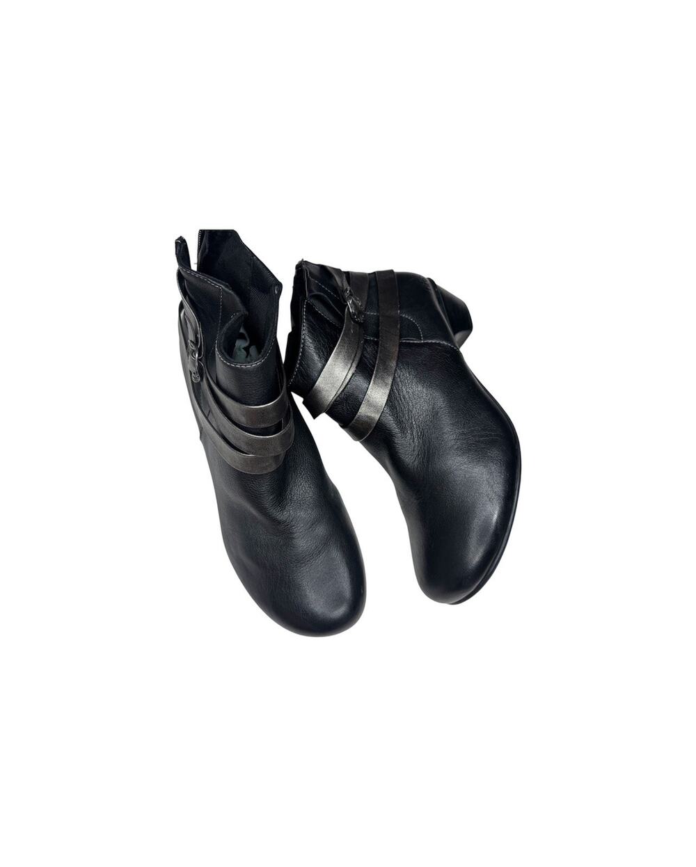 Taos Womens Sz 9/40 Bolero Bootie Black Leather 3 Straps Buckle ankle boots